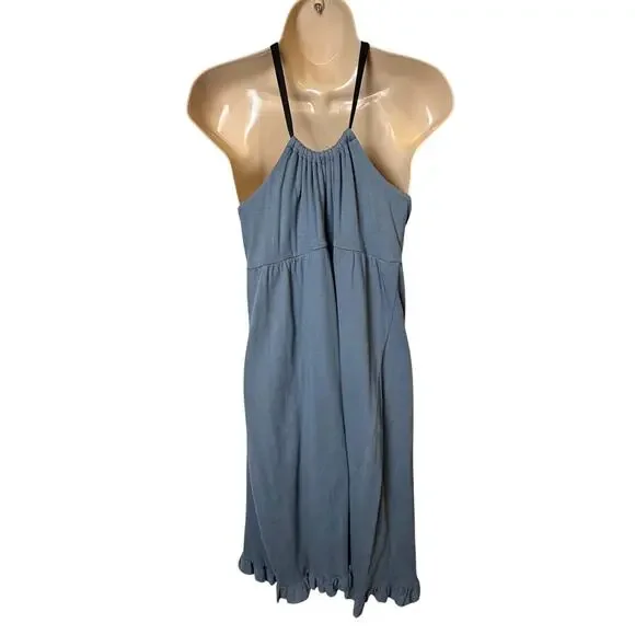 NWT Velvet by Graham & Spencer Halter Dress Blue Cotton Silk Trim Size L Western - Picture 3 of 11